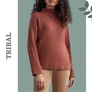 Tribal Women’s Funnel Neck Long Sleeve Cozy Copper Color Pullover Sweater XL